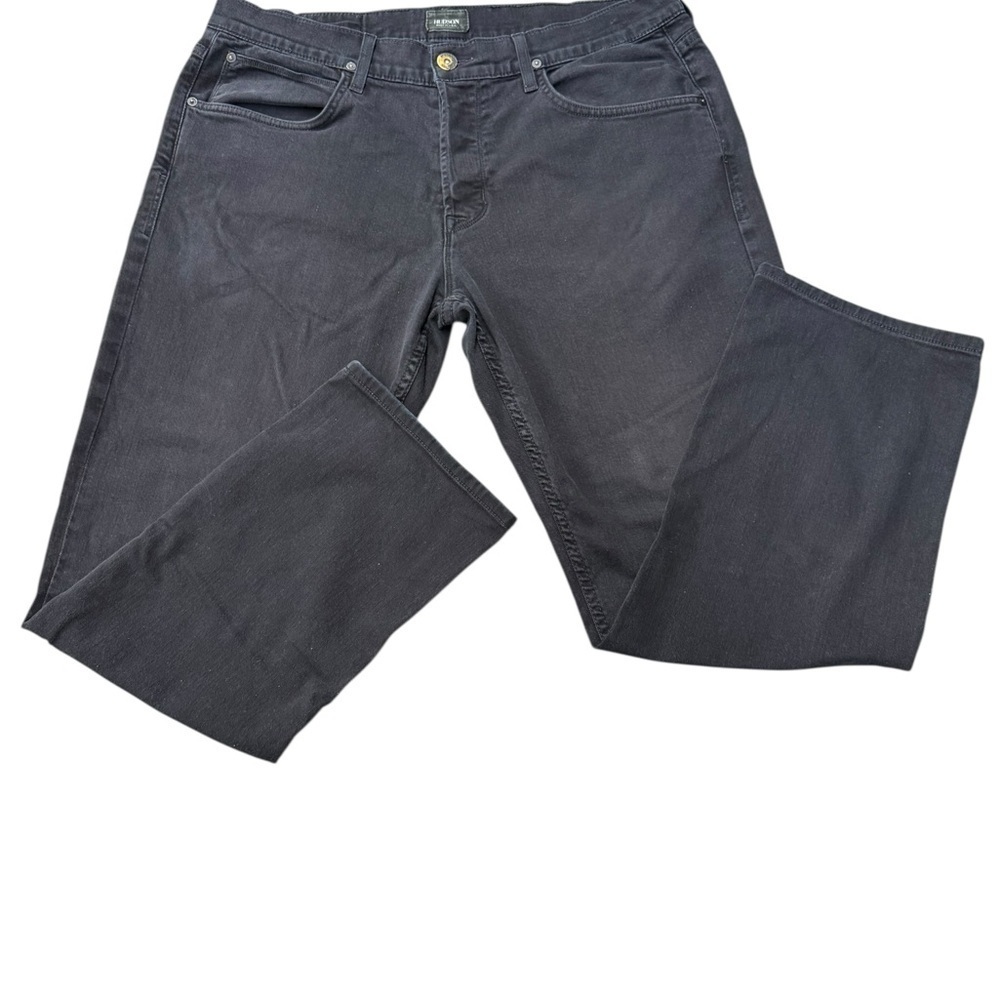Mens Hudson black denim jeans button fly Size 38
